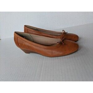 Markon Shoes Womens 8.5 M Wedge Heels Loafers Leather Orange